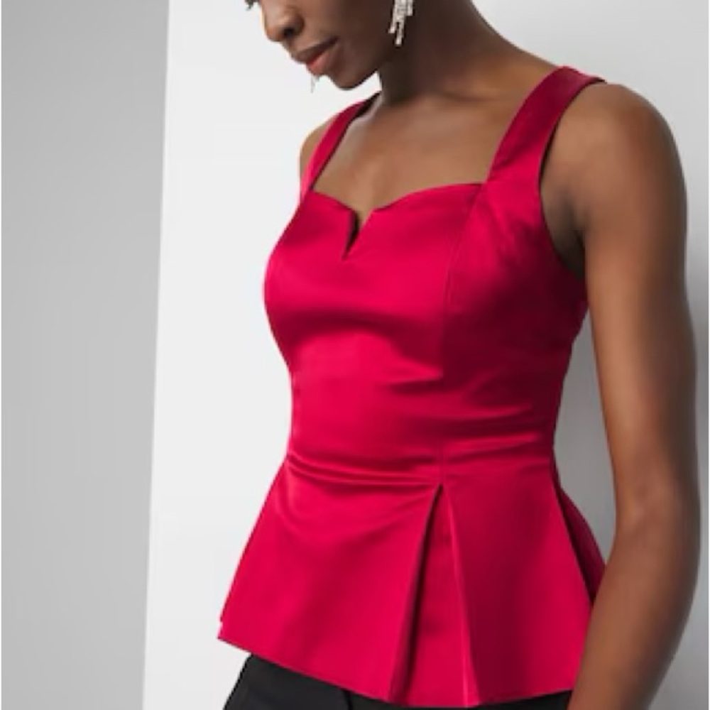 white house black market pleated burgundy top